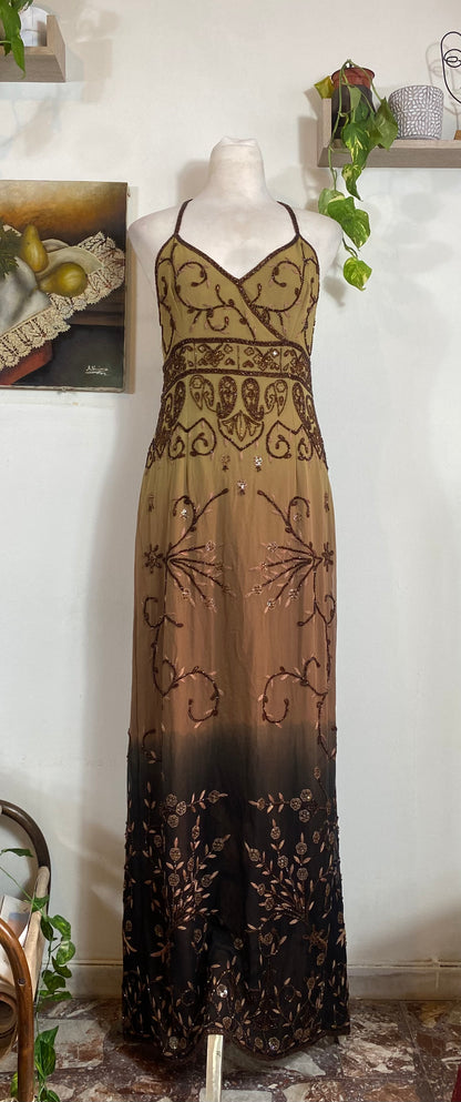 Sienna Baroque Silk Halter Gown