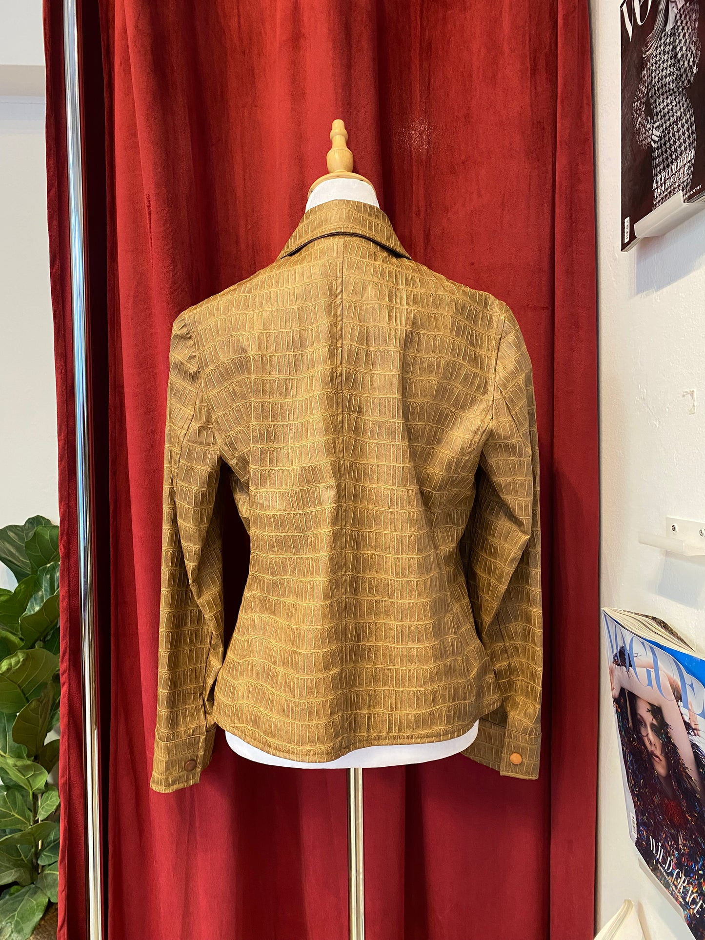 Vegan leather snake print brown  jacket