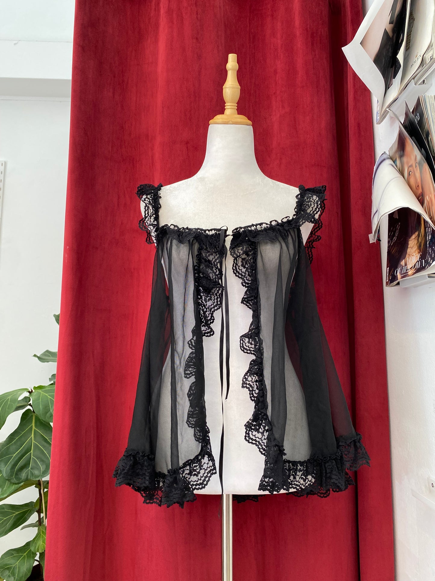 Ethereal black ruffled top