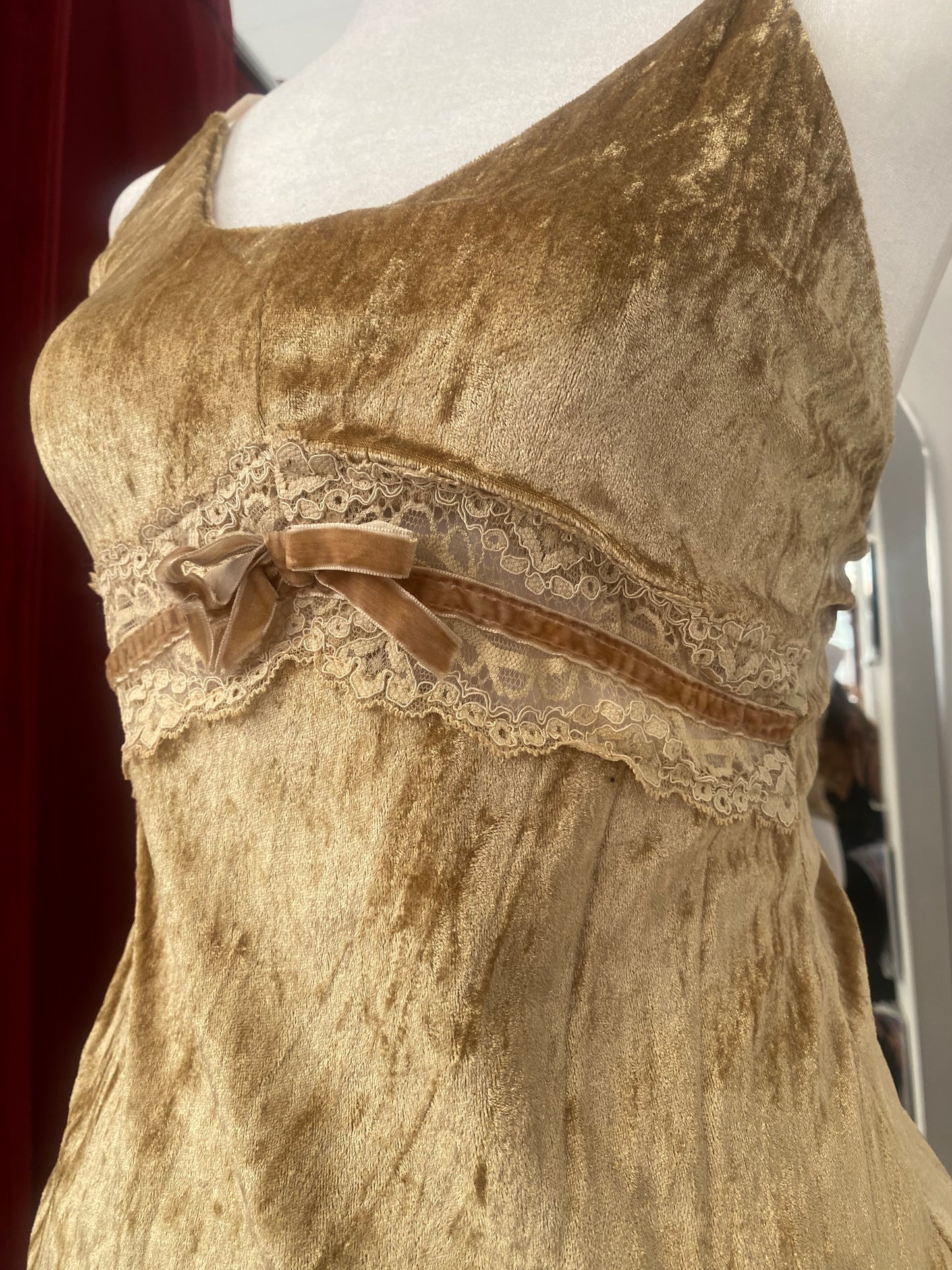 Brand new beige velvet top with bow