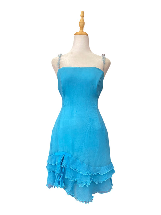 100% silk corseted dress with flower straps 🦋