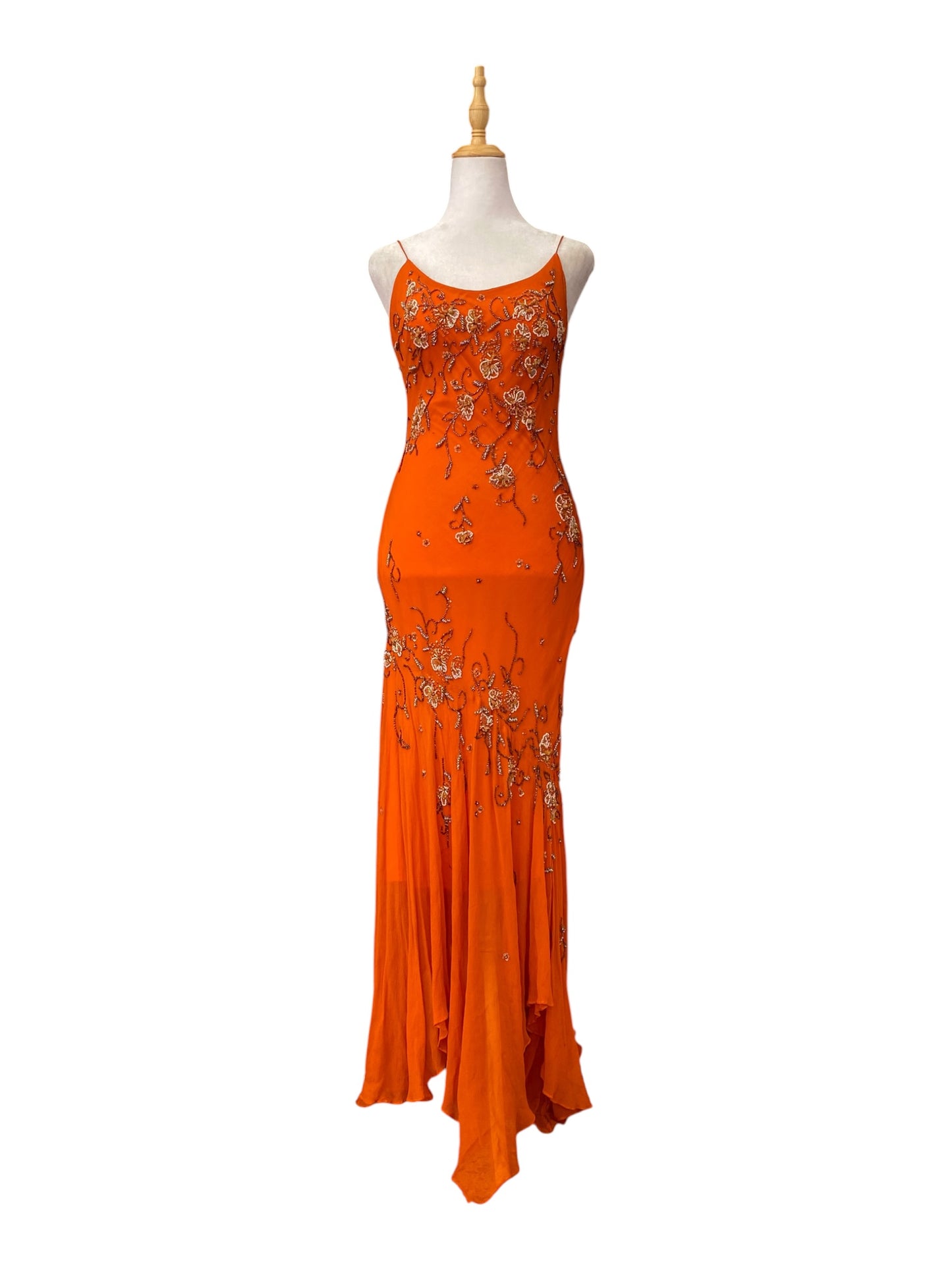 100% silk sunset handbeaded gown 🏵️