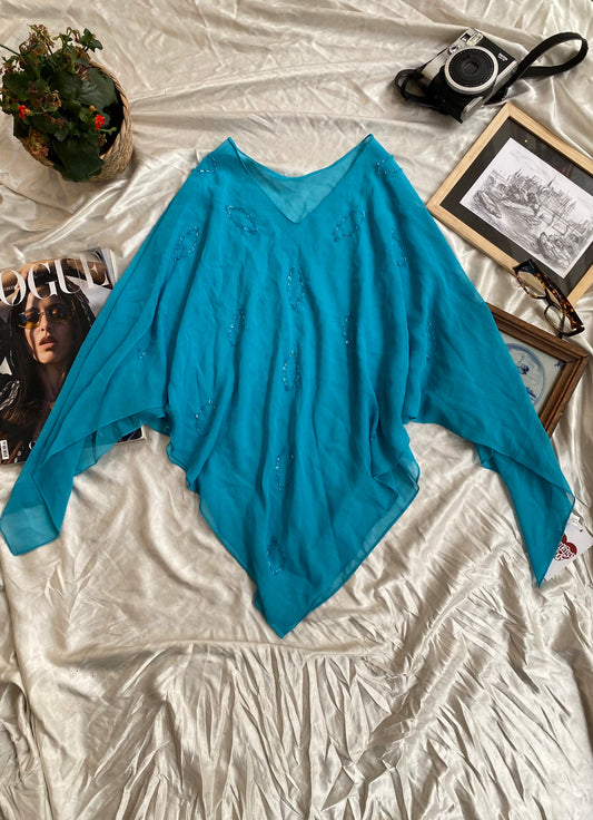 Baby blue sequin poncho 🦋