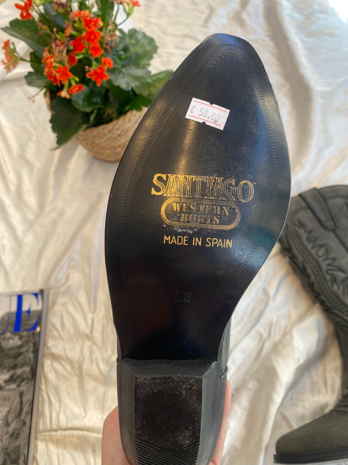 Suede brand new vintage black cowboy boots