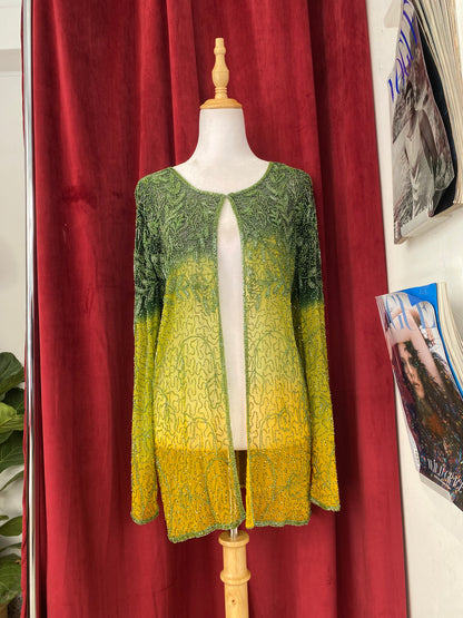 100% silk handbeaded luxurious cardigan 💚