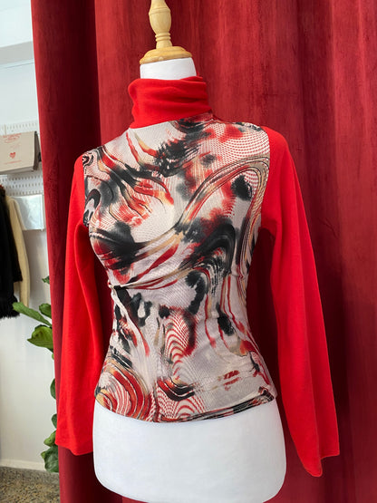 Brand new multicoloured turtleneck with red details