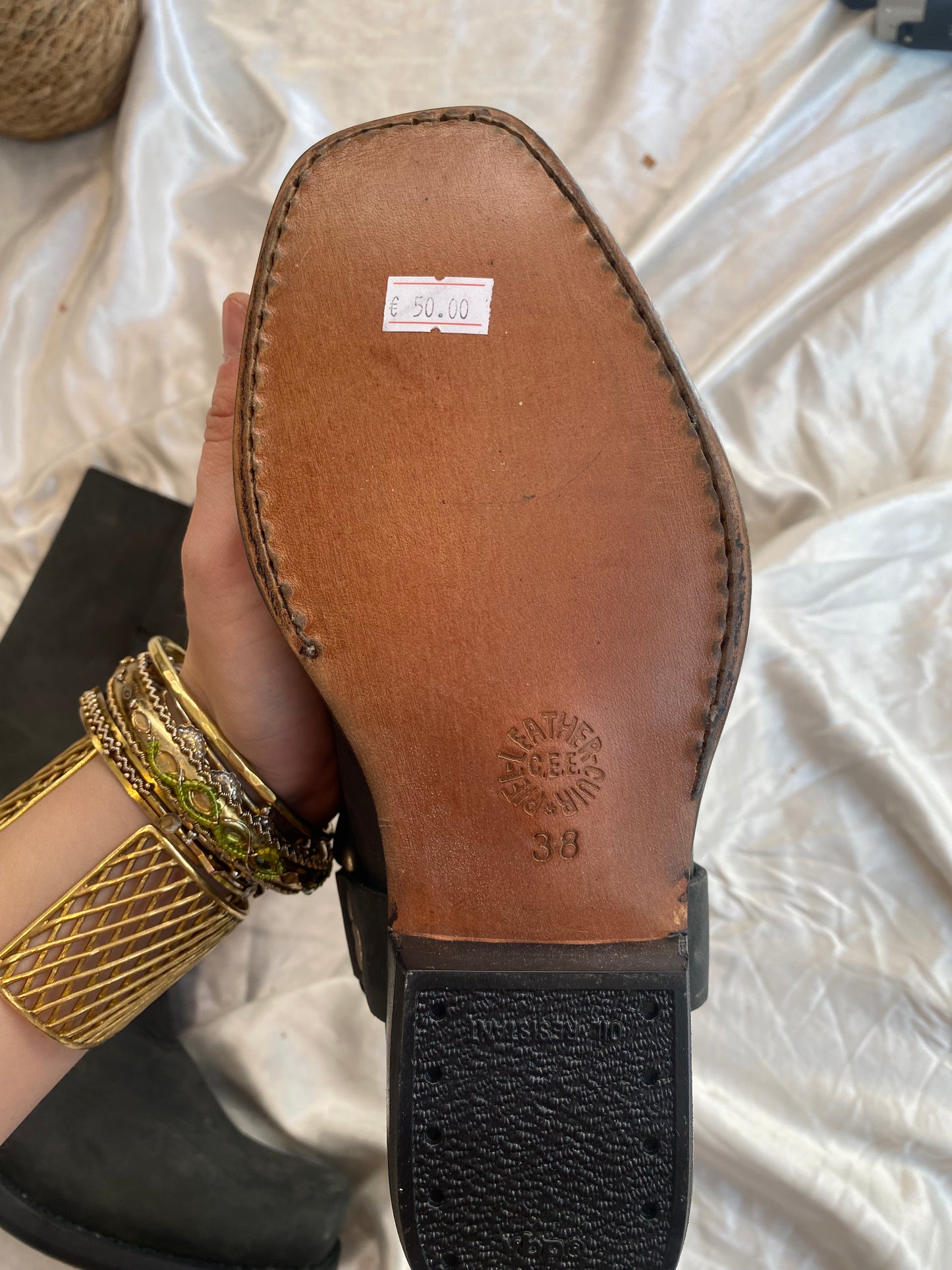 Leather brand new vintage black cowboy boots