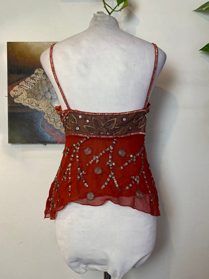 100%silk handbeaded top
