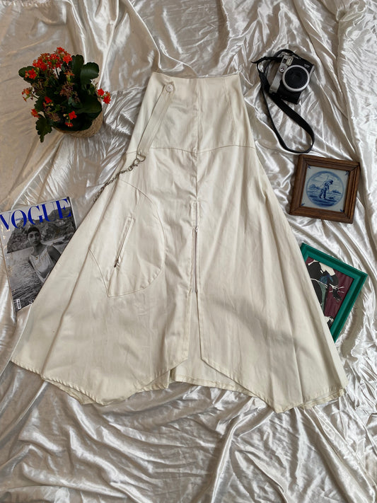 Brand new White cargo maxi skirt with zipper details