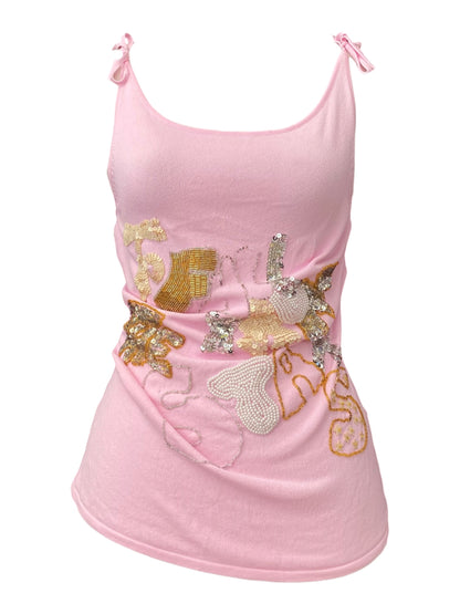 Pink sequin cami top