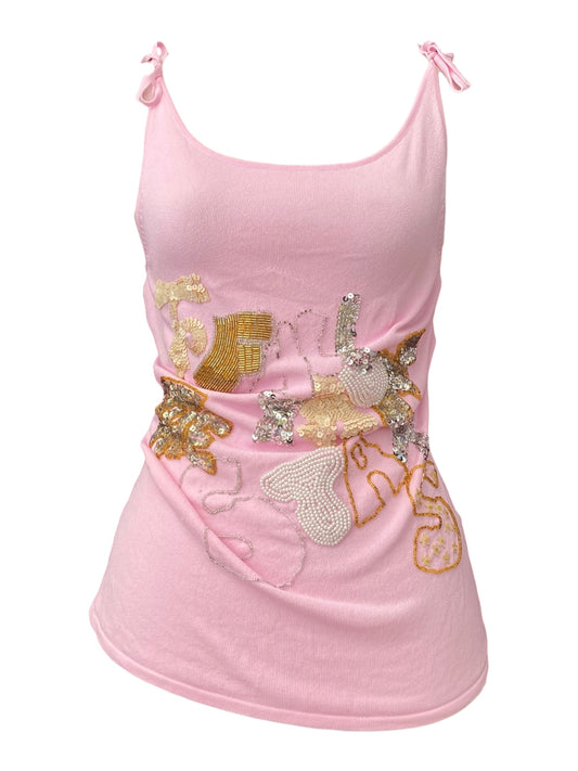 Pink sequin cami top