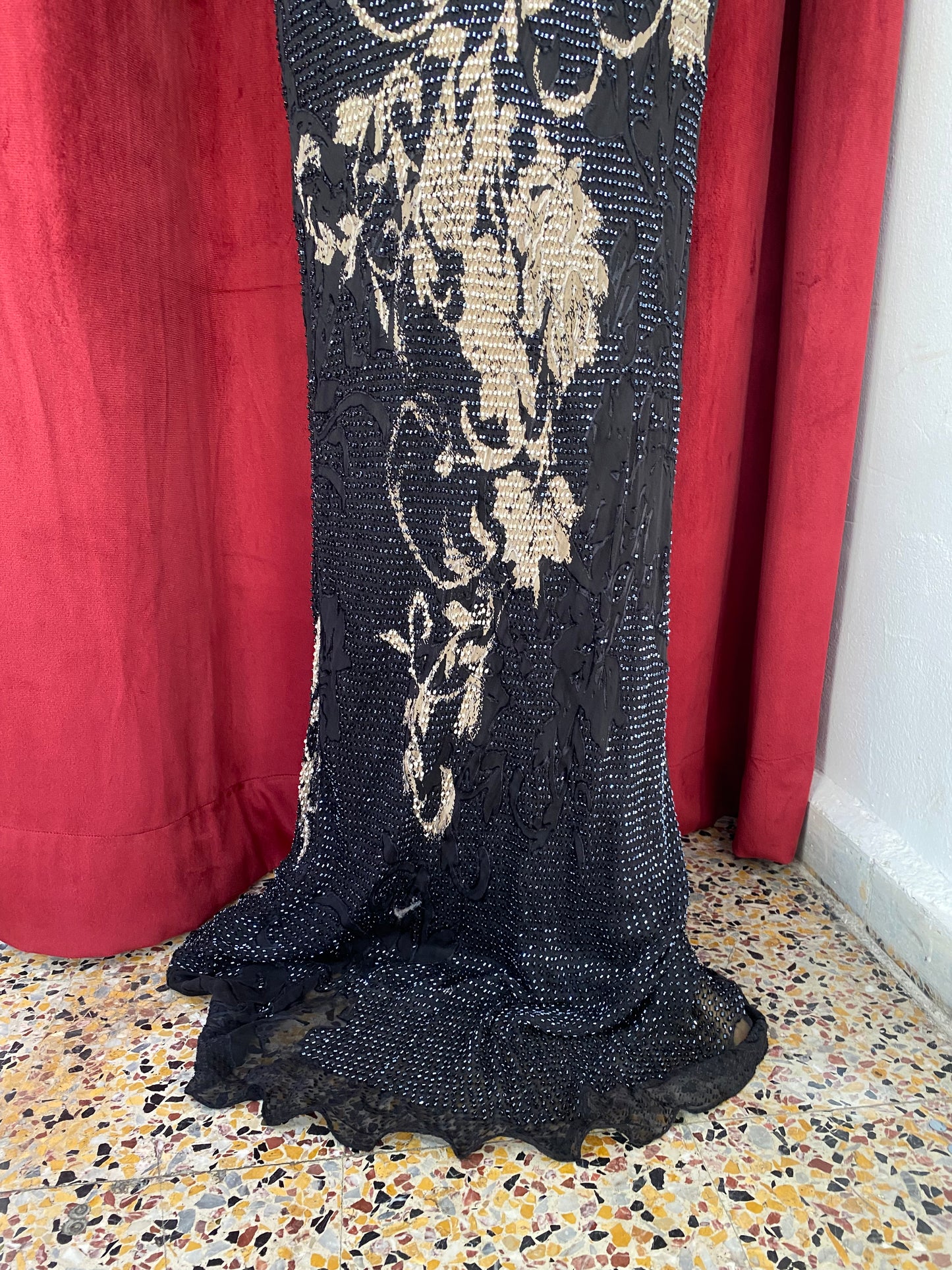 Noir Château Beaded Gown