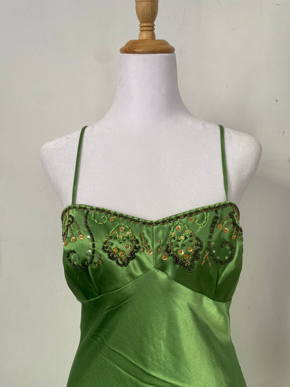 Brand new satin dress with sequin details