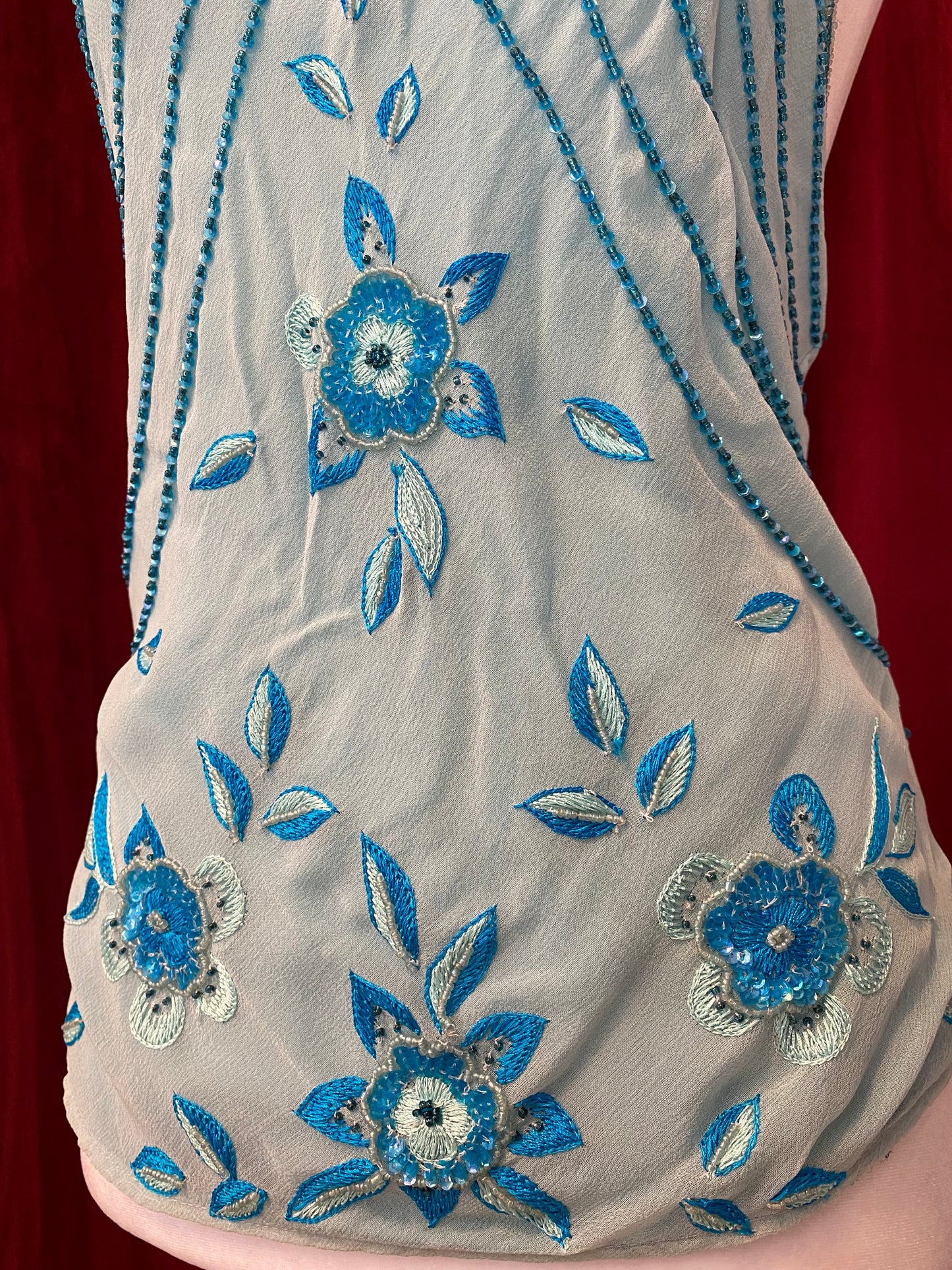 100% silk brand new baby blue open back top 🦋