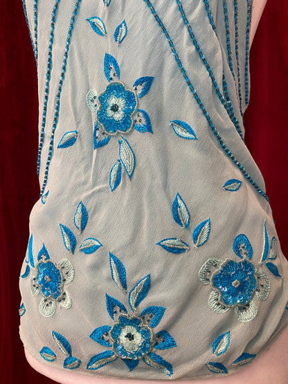 100% silk brand new baby blue open back top 🦋