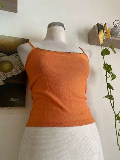 Brand new orange crochet like top