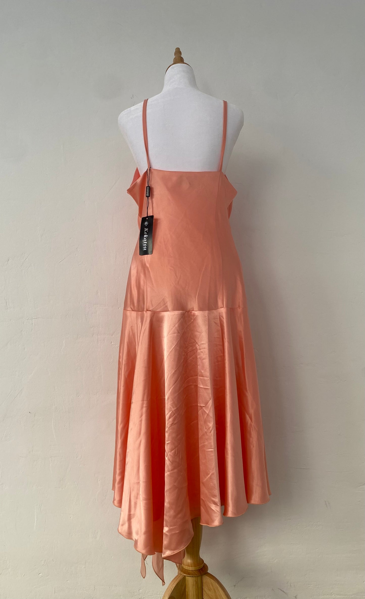 Brand new light orange satin ruffled dress
