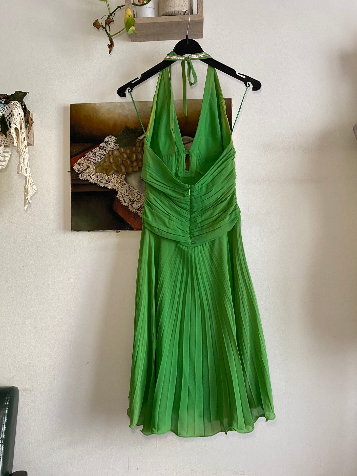 100% silk brand new haute couture two toned dress with sequin details