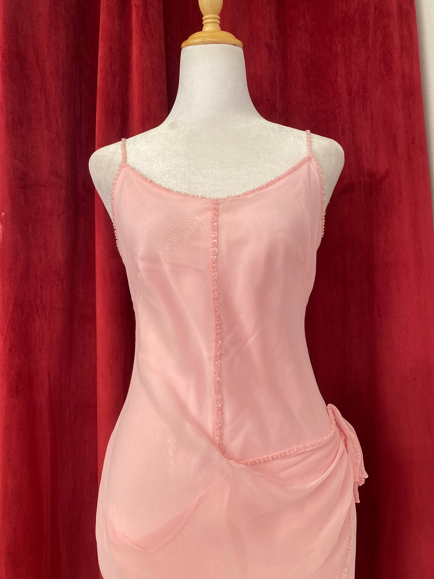 Bubblegum pink sequin chiffon gown