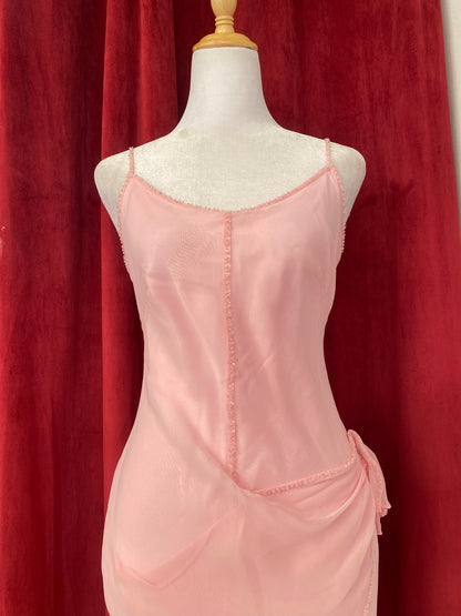 Bubblegum pink sequin chiffon gown