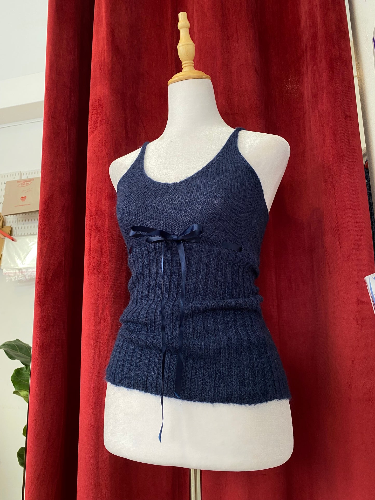 Motivi dark blue crochet top