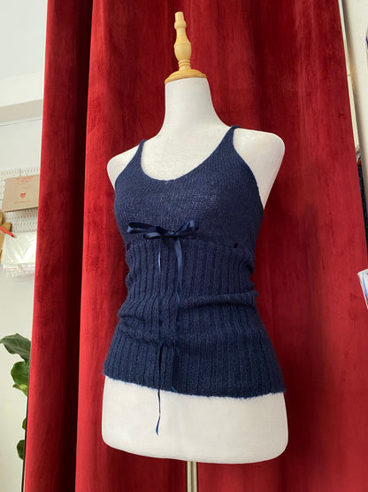 Motivi dark blue crochet top