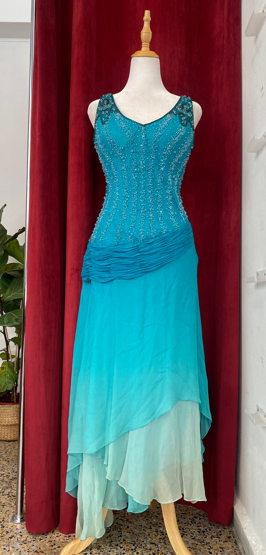 100% silk mermaid handbeaded gown