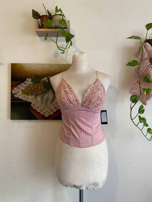 Brand new dusty pink corset top with lace details