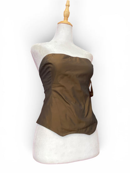 Brown organza corset with lace up details