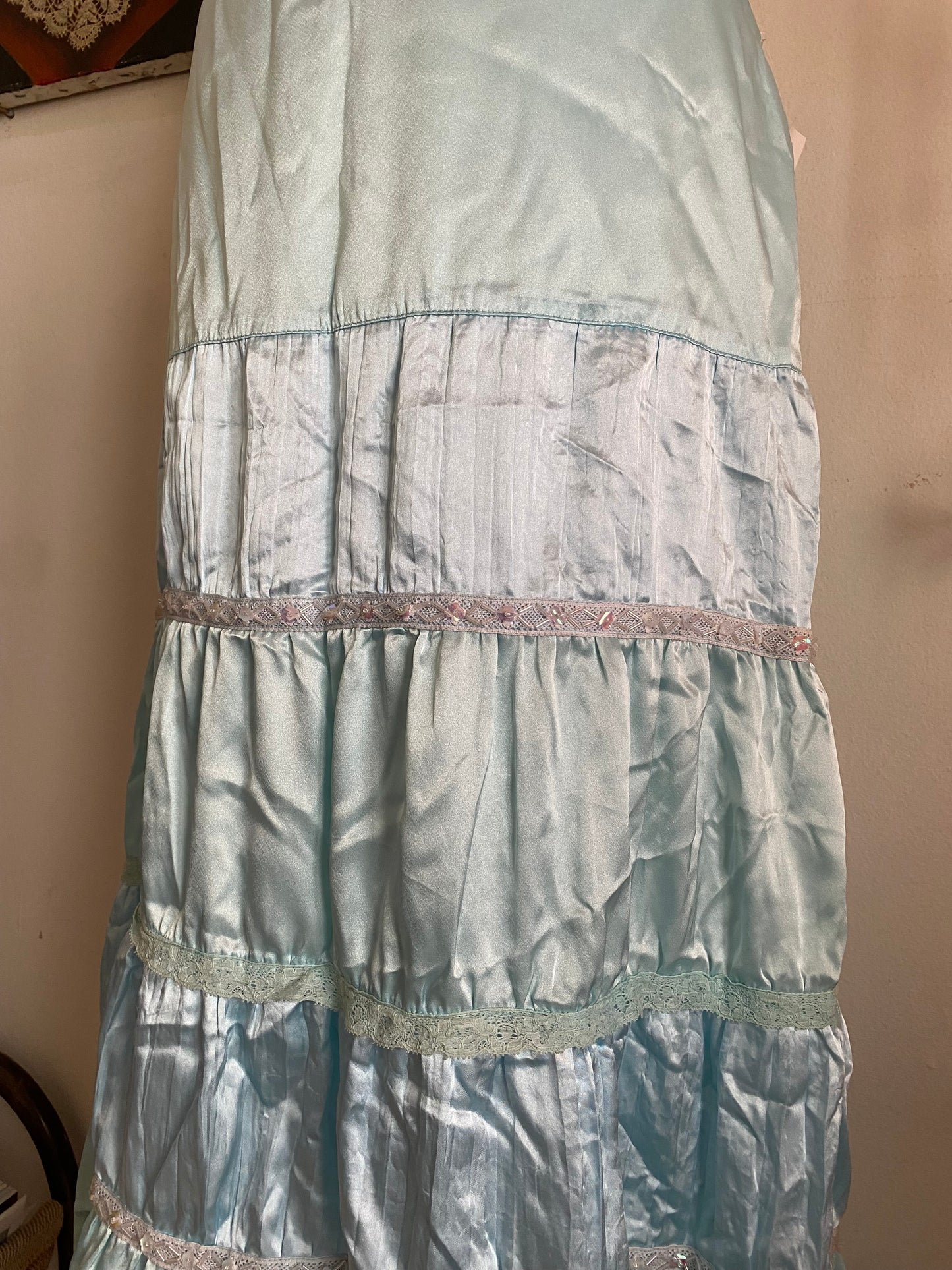 Brand new baby blue maxi skirt with sequin details