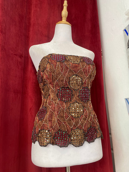 100% silk handbeaded corset ✨