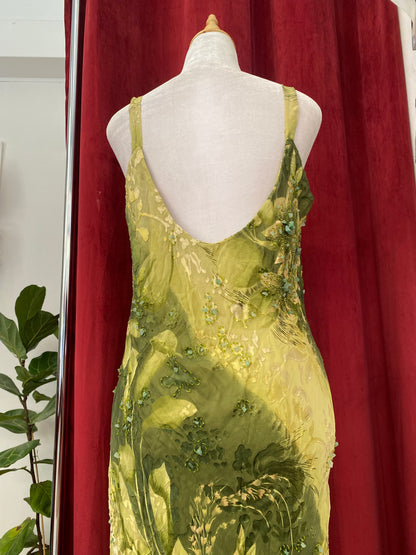 100% silk green ethereaal gown