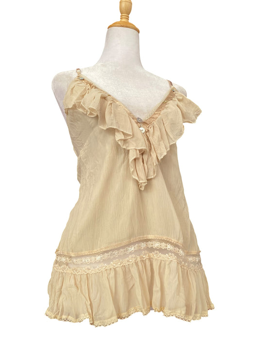 Beige ethereal top with button details