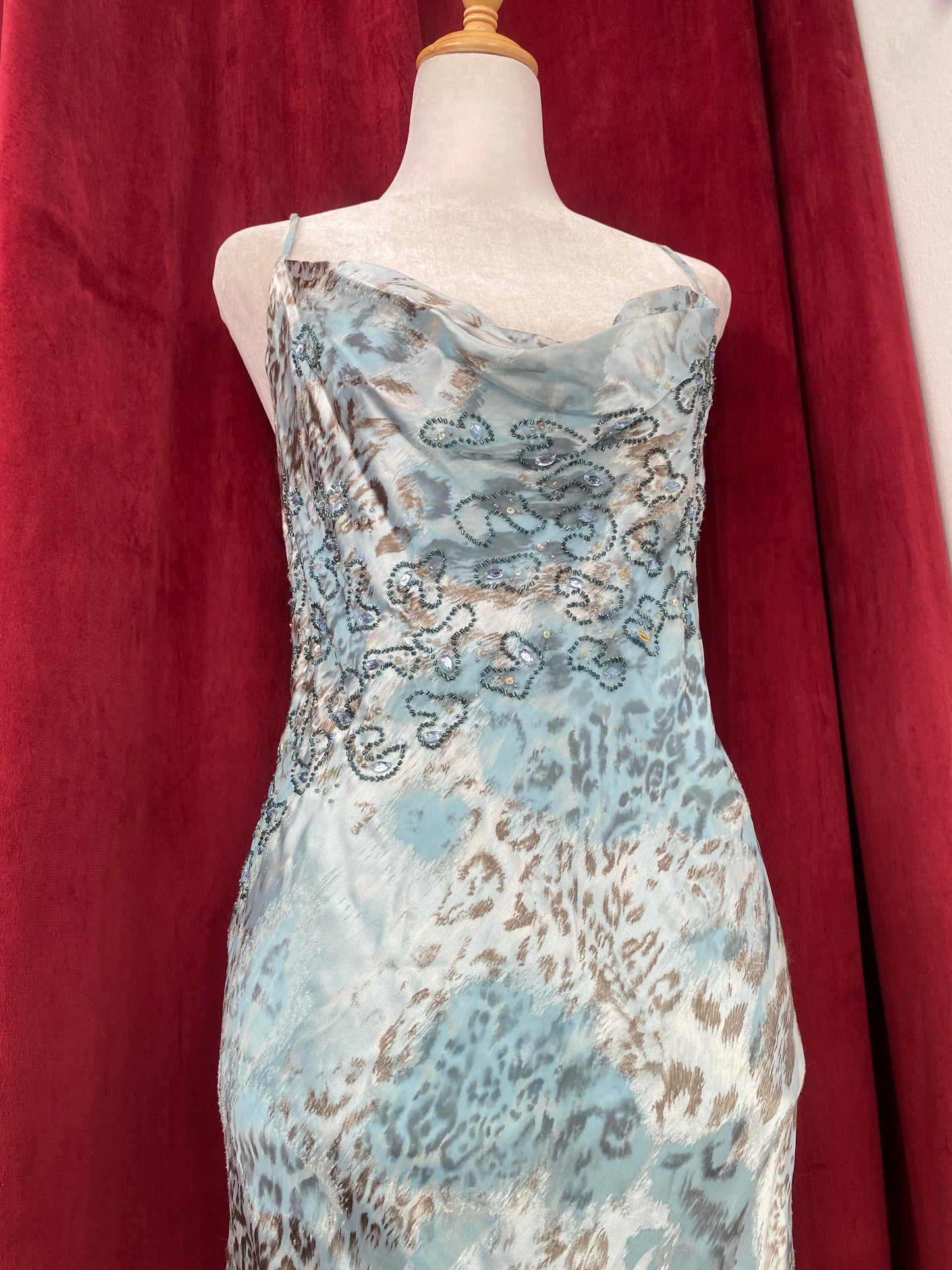 Desert Leopard Silk gown in baby blue