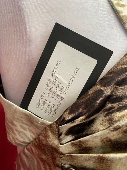 Leopard brand new floor length gown with open back