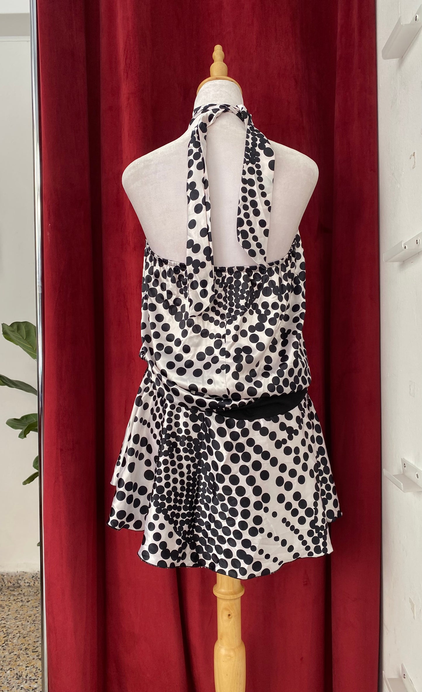 Satin polka dot dress