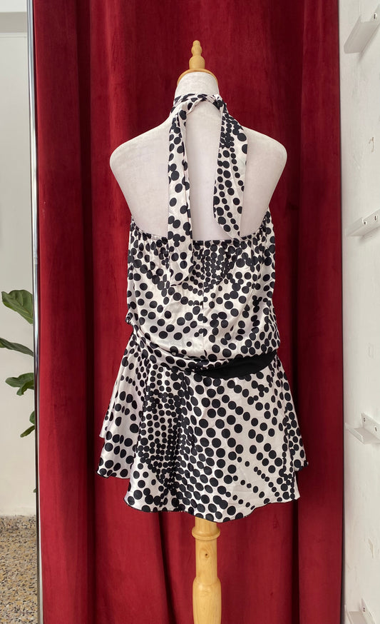 Satin polka dot dress