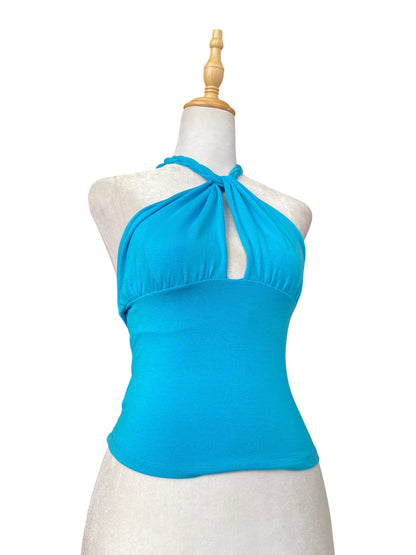 Y2K baby blue halter top 🩵