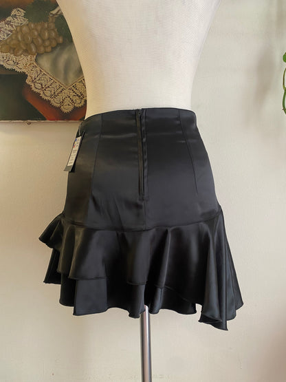 Brand new black satin mini skirt