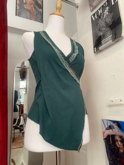 Brand new deep green top with sequin details