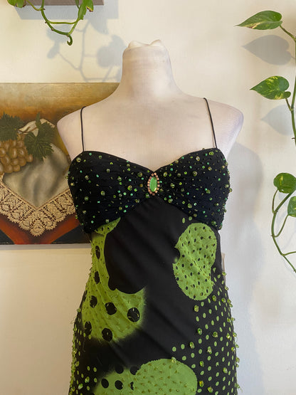 100% silk brand new handbeaded asymmetrical dress