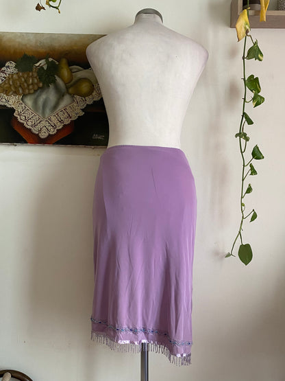 Brand new lilac midi skirt with handbeaded details