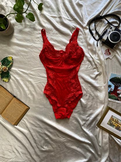 Red lace bodysuit 75E
