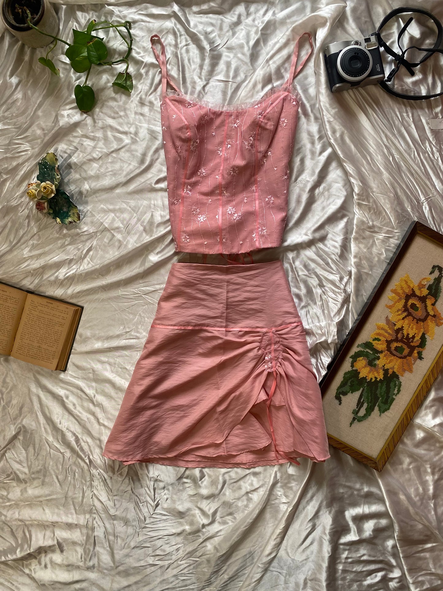 Y2K light pink organza set