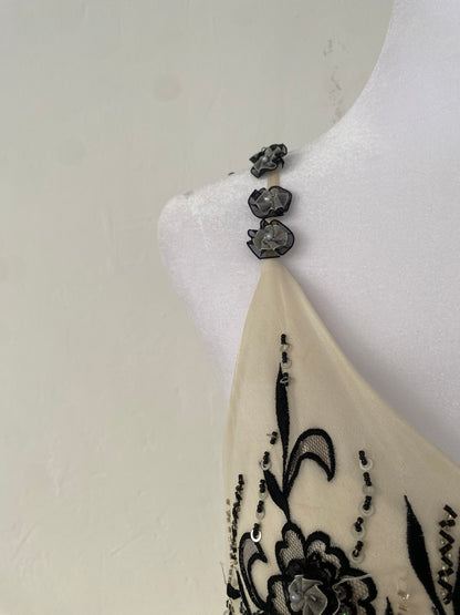 100% silk brand new white dress with handbeaded details