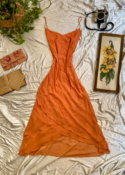 Tangerine handbeaded gown