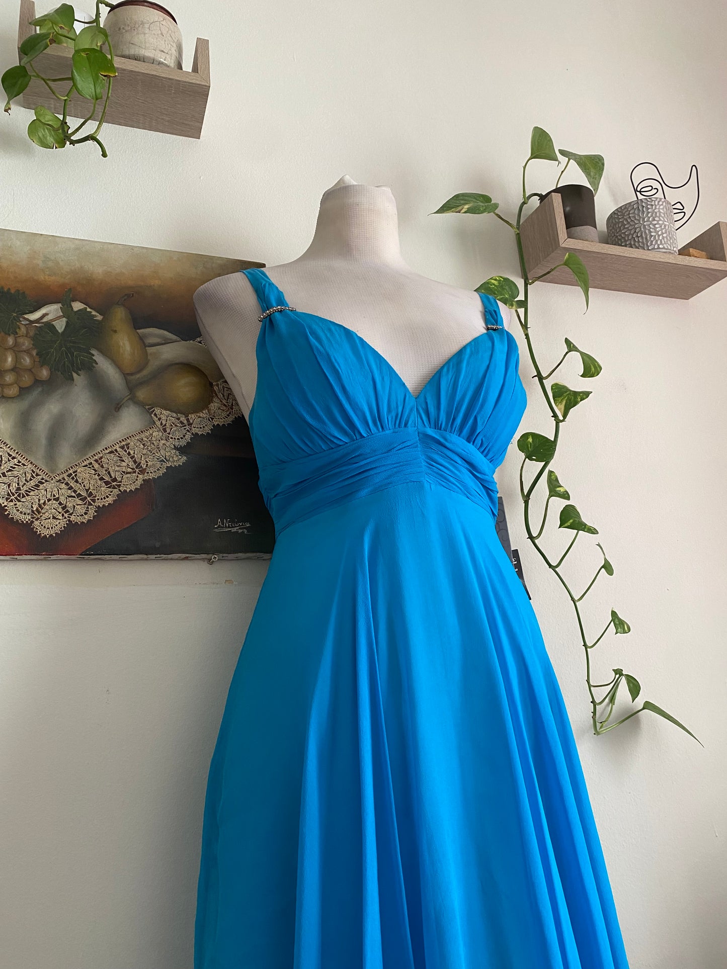 100% silk brand new mini blue dress