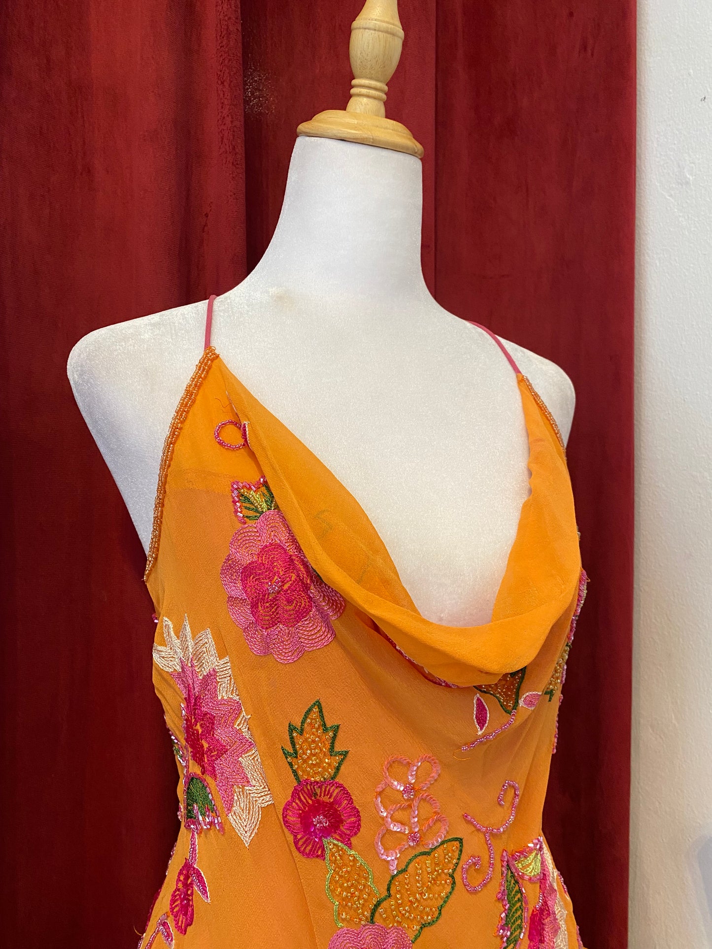 100% silk brand new orange handbeaded top 🧡