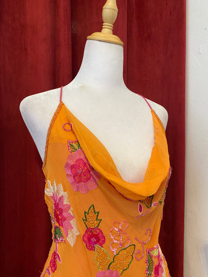 100% silk brand new orange handbeaded top 🧡