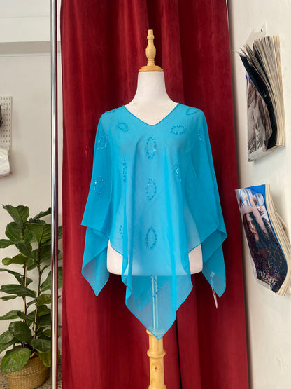 Baby blue sequin poncho 🦋